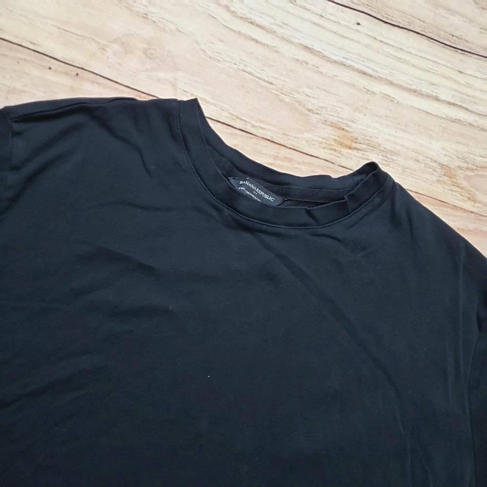 Banana Republic Shirt Mens L Black Luxe Touch Performance Cotton Basic